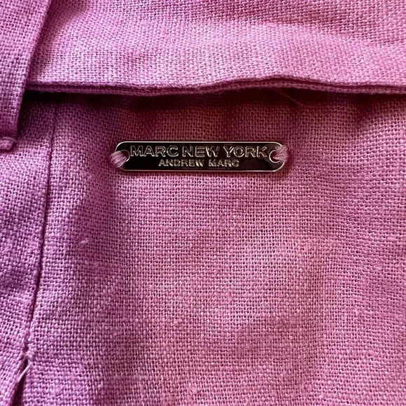 NWT MARC NEW YORK APRICOT LINEN BLEND BELTED SHORTS SZ MEDIUM - Picture 4 of 11